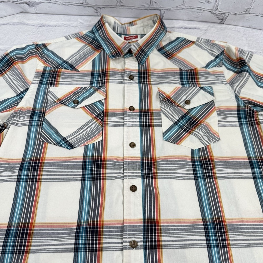Wrangler Western Mens Shirt Size L Plaid Button Front Cowboy Multicolor Stretch - Picture 13 of 16